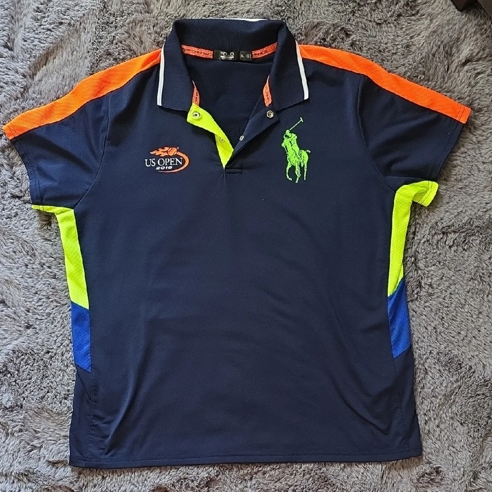Ralph Lauren Navy Polo with Bright Accents Xl